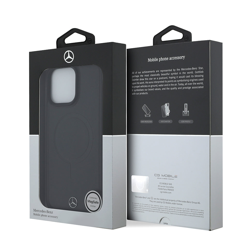 iPhone 16 Pro Max Kılıf Mercedes Benz orijinal Lisanslı M-safe Şarj Özellikli Metal Yıldız Logolu Sade Pürüzsüz Deri Kılıf