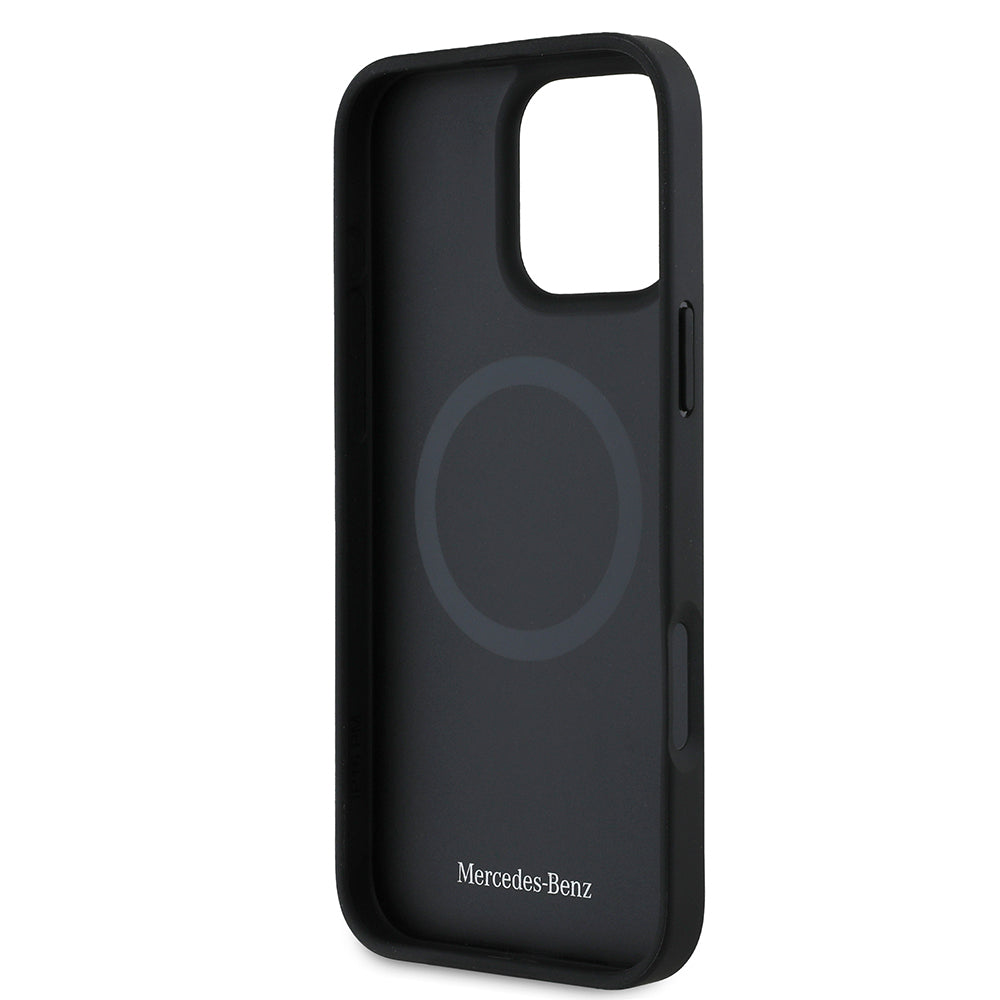 iPhone 16 Pro Max Kılıf Mercedes Benz OrijinalLisanslı M-safe Şarj Özellikli Metal Yıldız Logolu Sade Pürüzsüz Deri Kılıf