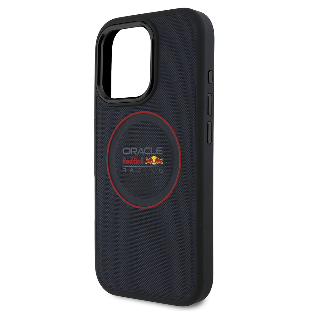iPhone 16 Pro Max Kılıf Redbull Orijinal Lisanslı M-safe Şarj Özellikli Kırmızı Halka ve Logo Kabartmalı PU Deri Kılıf