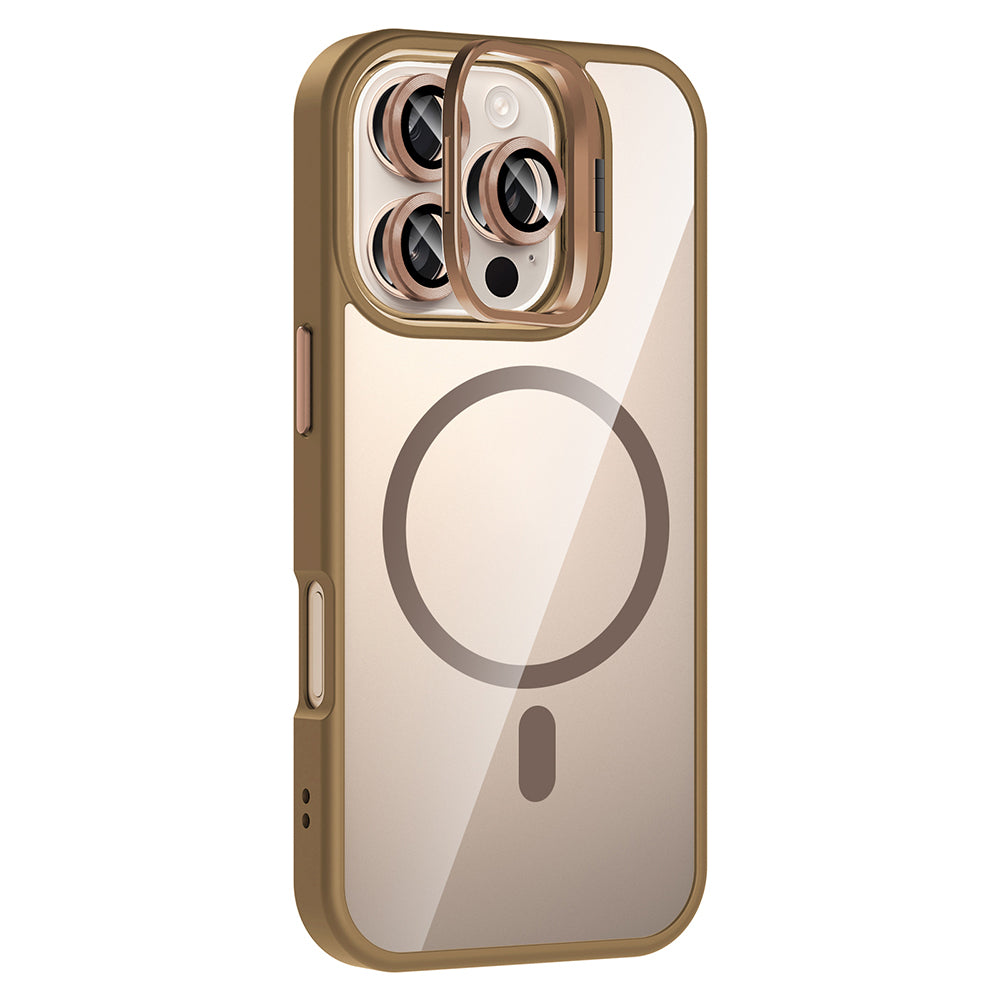 iPhone 16 Pro Max Kılıf Standlı ve Kamera Lens Hediyeli M-Safe Şarj Özellikli Zore Etro Kılıf