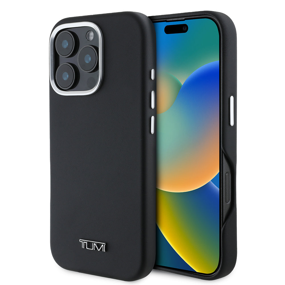 iPhone 16 Pro Max Kılıf TUMI Orijinal Lisanslı M-safe Şarj Özellikli Metal Yazı Logolu PU Deri Kılıf
