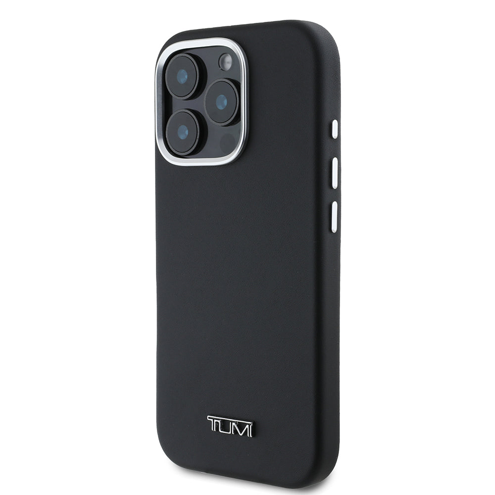 iPhone 16 Pro Max Kılıf TUMI Orijinal Lisanslı M-safe Şarj Özellikli Metal Yazı Logolu PU Deri Kılıf