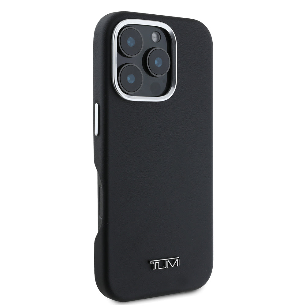iPhone 16 Pro Max Kılıf TUMI Orijinal Lisanslı M-safe Şarj Özellikli Metal Yazı Logolu PU Deri Kılıf