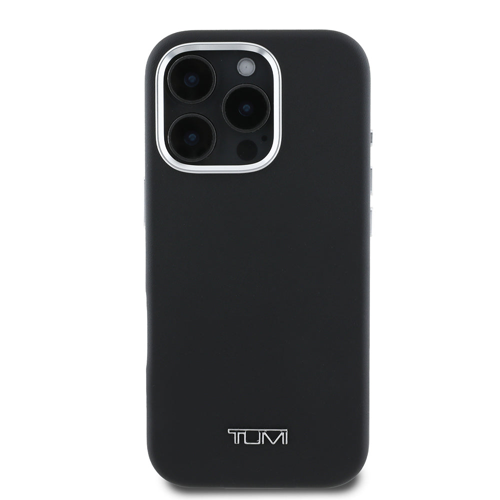 iPhone 16 Pro Max Kılıf TUMI Orijinal Lisanslı M-safe Şarj Özellikli Metal Yazı Logolu PU Deri Kılıf