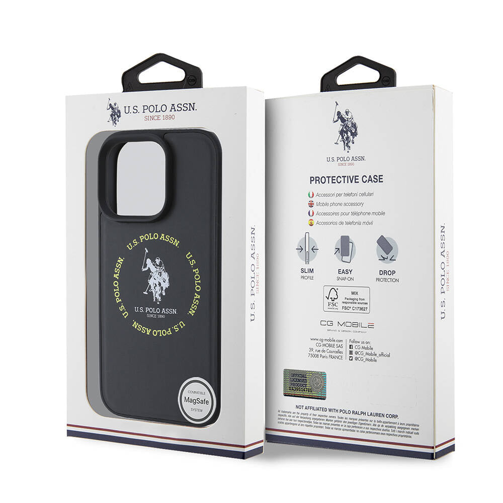 iPhone 16 Pro Max Kılıf U.S. Polo Assn. Orijinal Lisanslı M-safe Şarj Özellikli Circle ve Double Horse Logolu Deri Kılıf