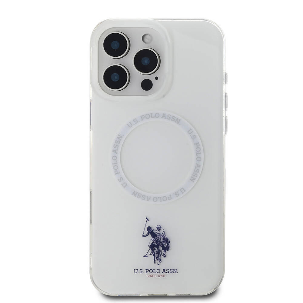 iPhone 16 Pro Max Kılıf U.S. Polo Assn. Orijinal Lisanslı M-safe Şarj Özellikli IML Double Horse Logolu Ring Kılıf