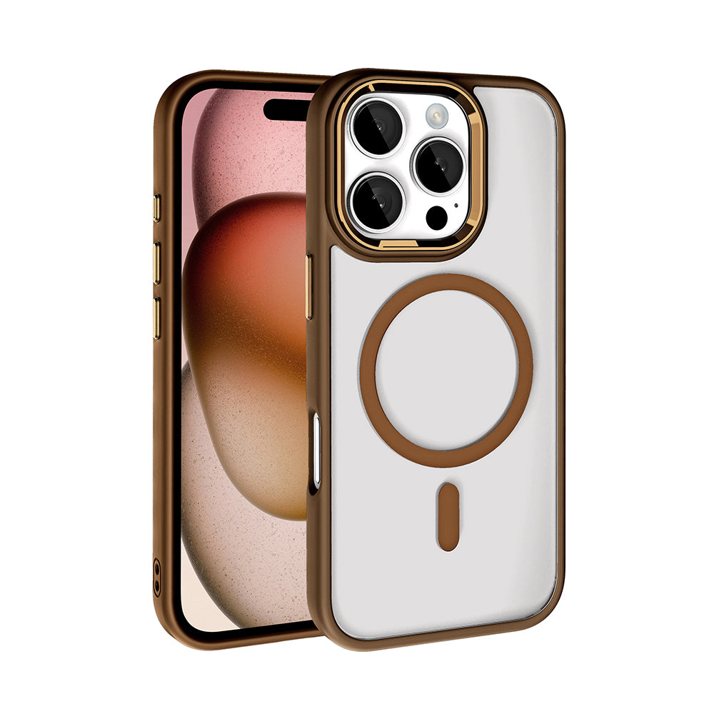 iPhone 16 Pro Max Kılıf Wireless Şarj Özellikli Zore Krom M-safe Silikon Kılıf