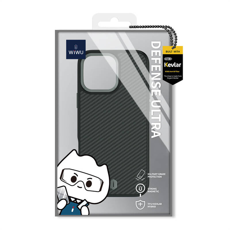 iPhone 16 Pro Max Kılıf Wiwu DCC-205 M-safe Şarj Özellikli Aramid Fiber Tasarım Kevlar Kılıf