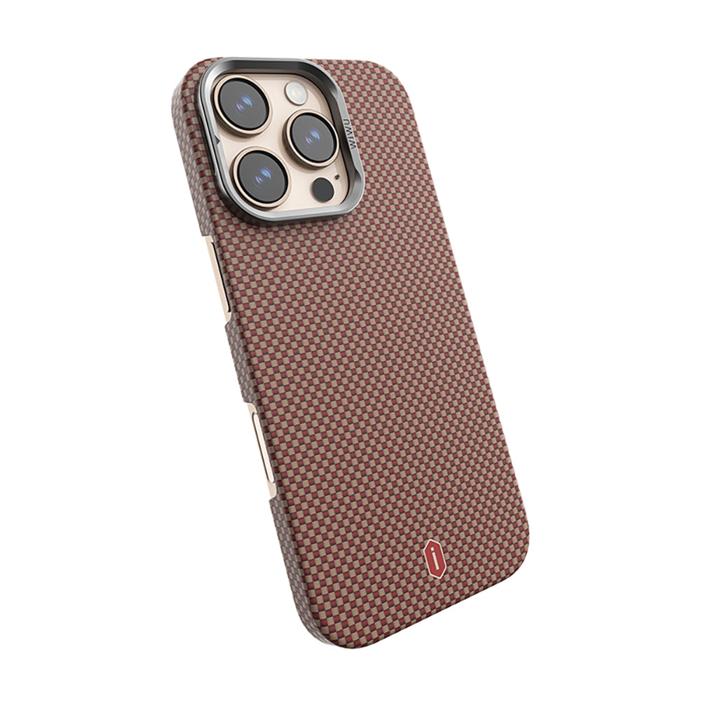 iPhone 16 Pro Max Kılıf Wiwu DCC-208 M-safe Şarj Özellikli Kamera Standlı Aramid Fiber Tasarım Kevlar Kılıf