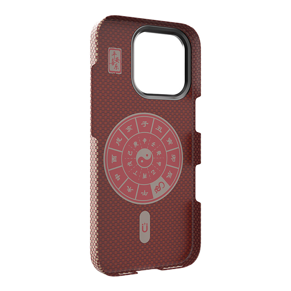 iPhone 16 Pro Max Kılıf Wiwu DCC-208 M-safe Şarj Özellikli Kamera Standlı Aramid Fiber Tasarım Kevlar Kılıf