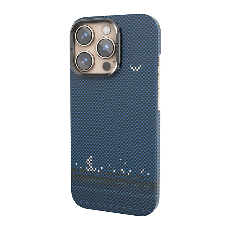 iPhone 16 Pro Max Kılıf Wiwu DCC-209 M-safe Şarj Özellikli Kamera Standlı Aramid Fiber Tasarım Kılıf