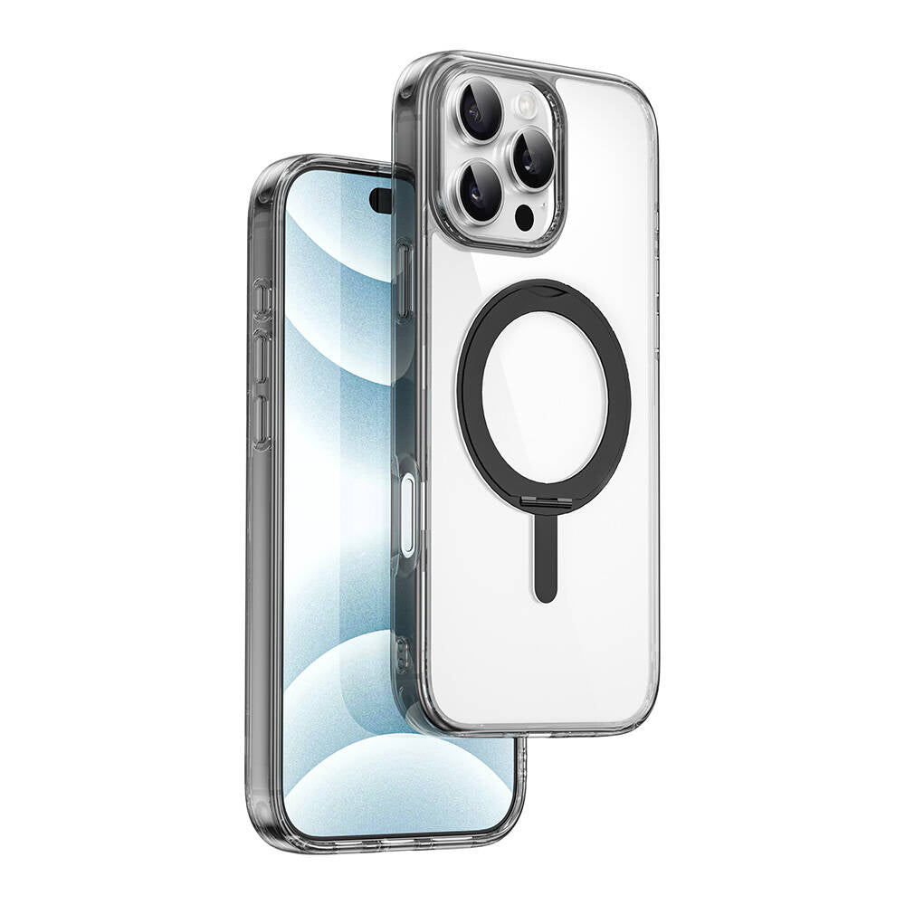 iPhone 16 Pro Max Kılıf Wiwu MCC-201 iShield Ultra Serisi M-safe Şarj Özellikli Standlı Crystal Sert PC Kılıf