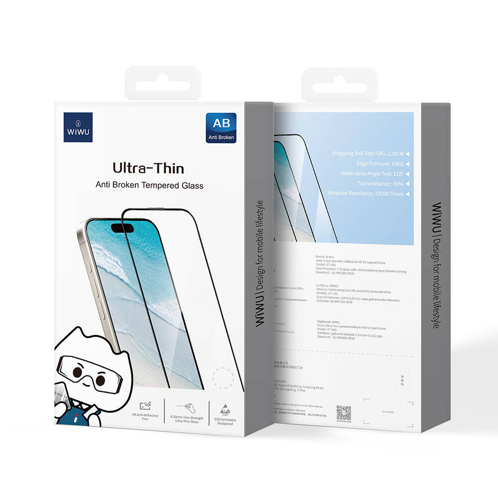 iPhone 16 Pro Max Wiwu GT-010 Anti-Reflective Polimer Oleofobik Kaplama Ultra İnce Temperli Cam Ekran Koruyucu