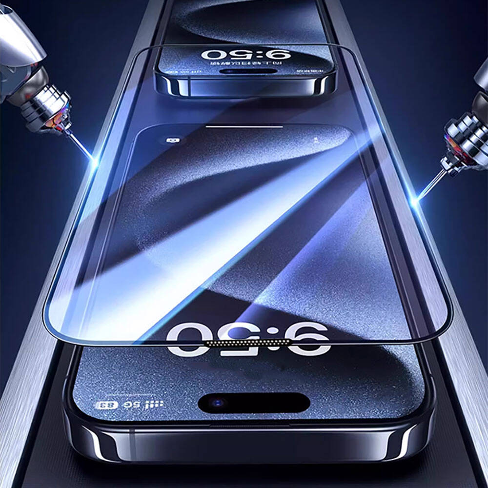iPhone 16 Pro Wiwu GT-008 Polimer Oleofobik Kaplama Şeffaf Pürüzsüz Temperli Cam Ekran Koruyucu 10'lu Paket