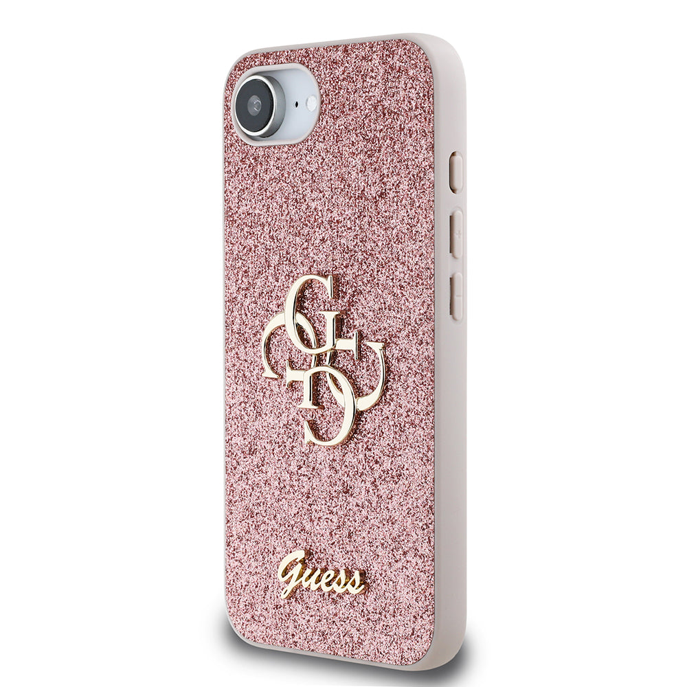 iPhone 16E Kılıf Guess Orijinal Lisanslı 4G Büyük Metal Logolu Glitter Kılıf