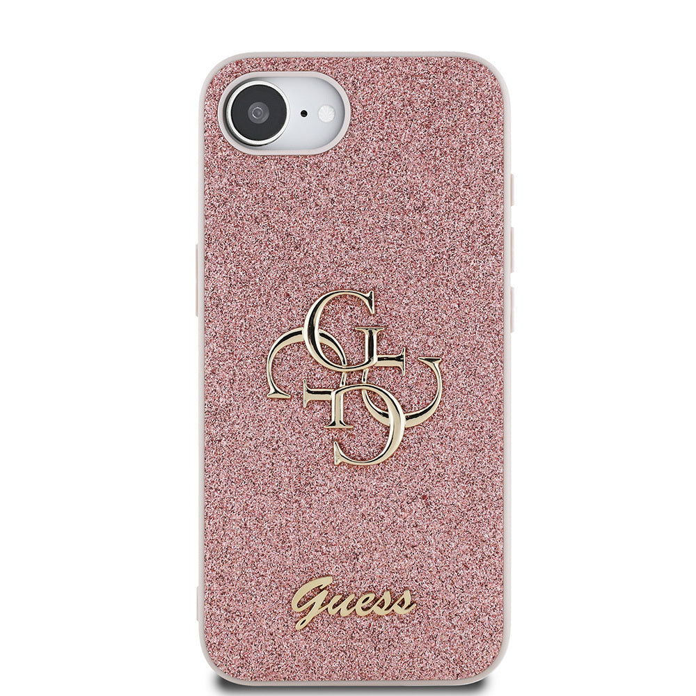 iPhone 16E Kılıf Guess Orijinal Lisanslı 4G Büyük Metal Logolu Glitter Kılıf
