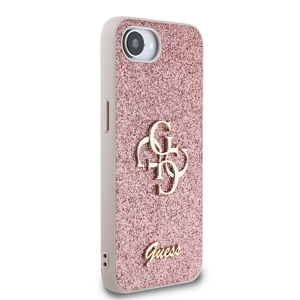 iPhone 16E Kılıf Guess Orijinal Lisanslı 4G Büyük Metal Logolu Glitter Kılıf