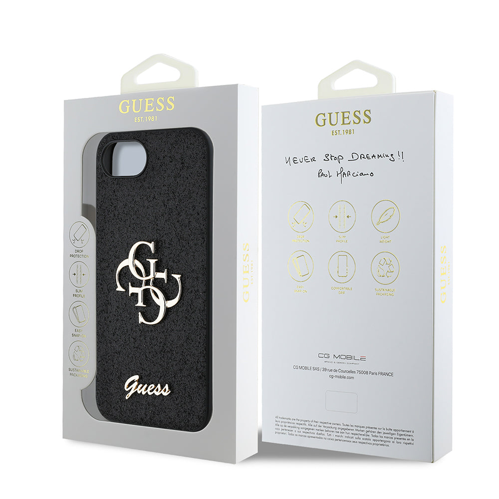 iPhone 16E Kılıf Guess Orijinal Lisanslı 4G Büyük Metal Logolu Glitter Kılıf