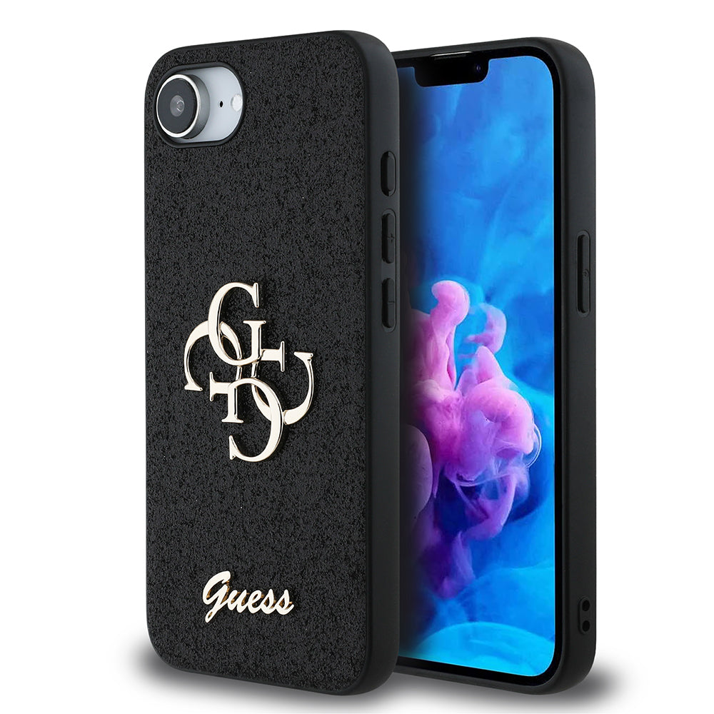 iPhone 16E Kılıf Guess Orijinal Lisanslı 4G Büyük Metal Logolu Glitter Kılıf