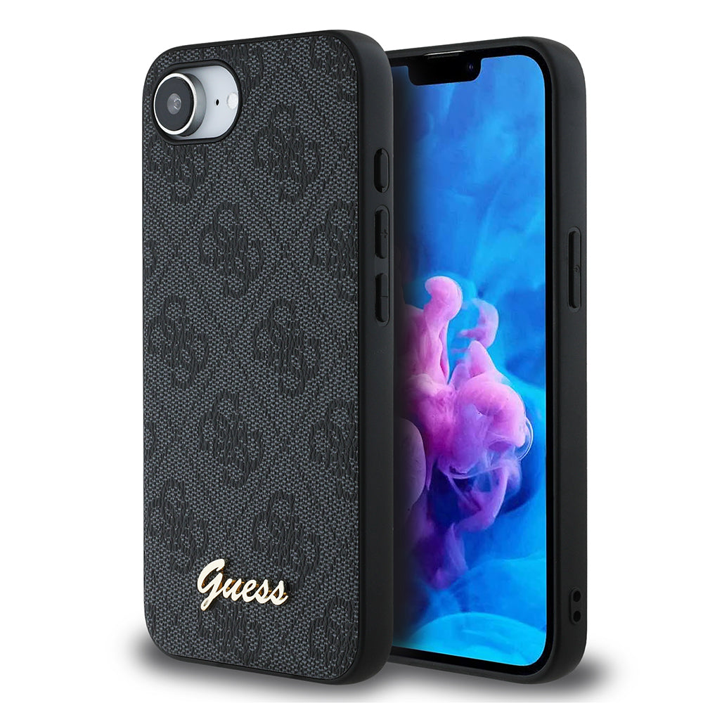 iPhone 16E Kılıf Guess Orijinal Lisanslı 4G Desenli Script Metal Logolu Kılıf