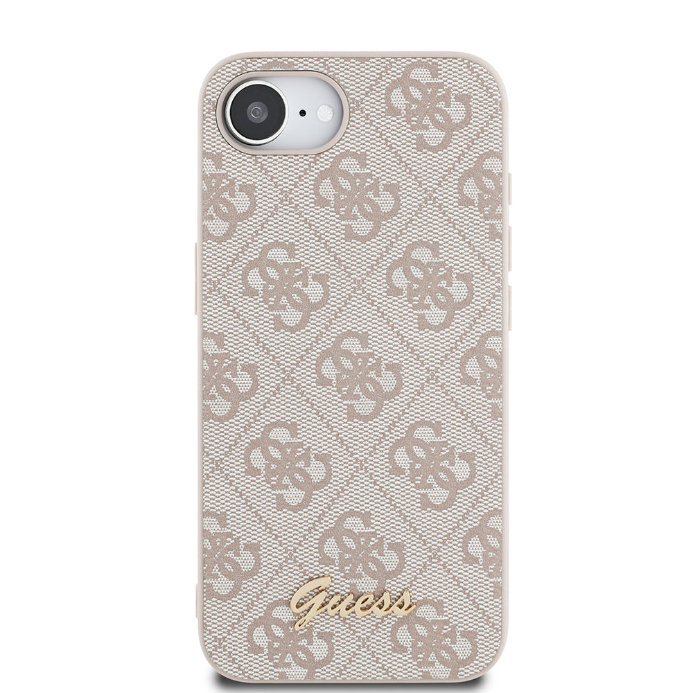 iPhone 16E Kılıf Guess Orijinal Lisanslı 4G Desenli Script Metal Logolu Kılıf