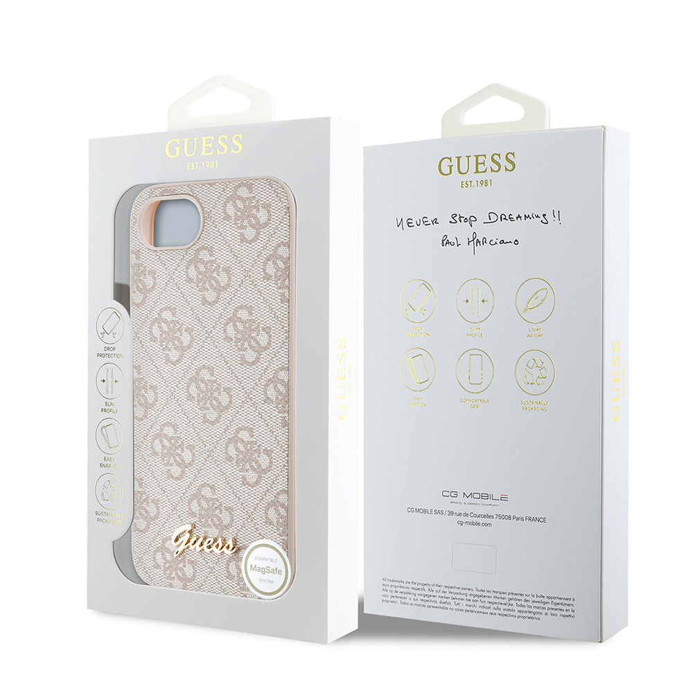 iPhone 16E Kılıf Guess Orijinal Lisanslı 4G Desenli Script Metal Logolu Kılıf