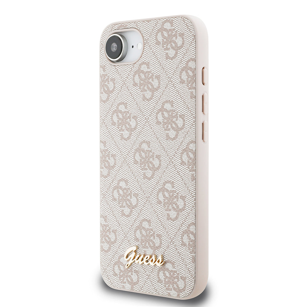 iPhone 16E Kılıf Guess Orijinal Lisanslı 4G Desenli Script Metal Logolu Kılıf