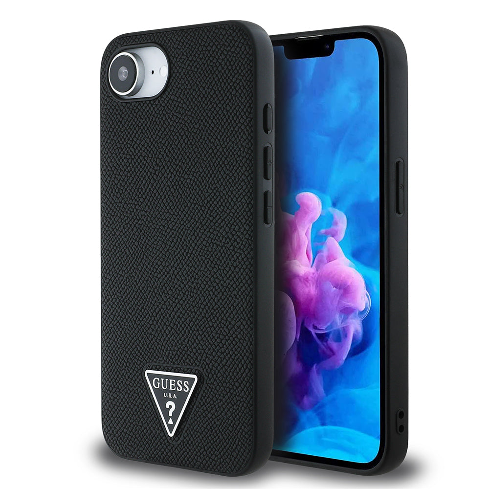 iPhone 16E Kılıf Guess Orijinal Lisanslı M-safe Şarj Özellikli Grained Triangle Kılıf