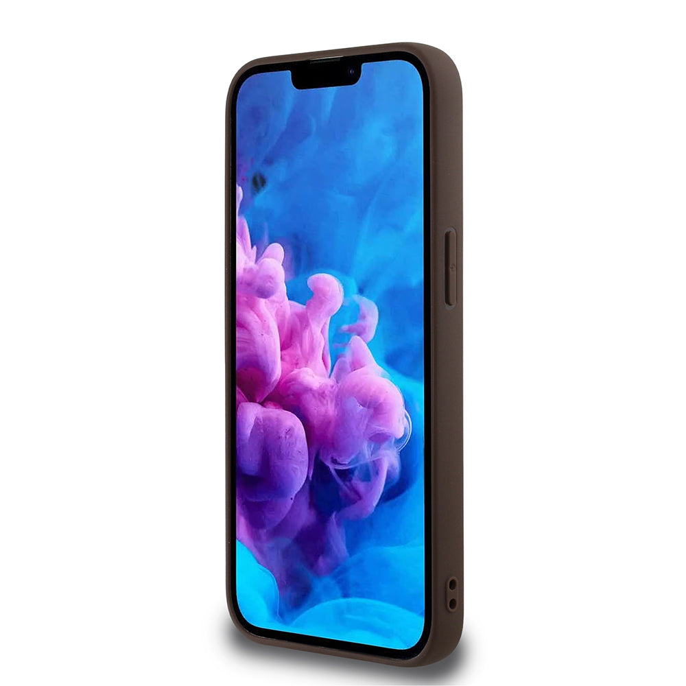 iPhone 16E Kılıf Guess Orijinal Lisanslı M-safe Şarj Özellikli PU Üçgen Logo 4G Desenli Kılıf