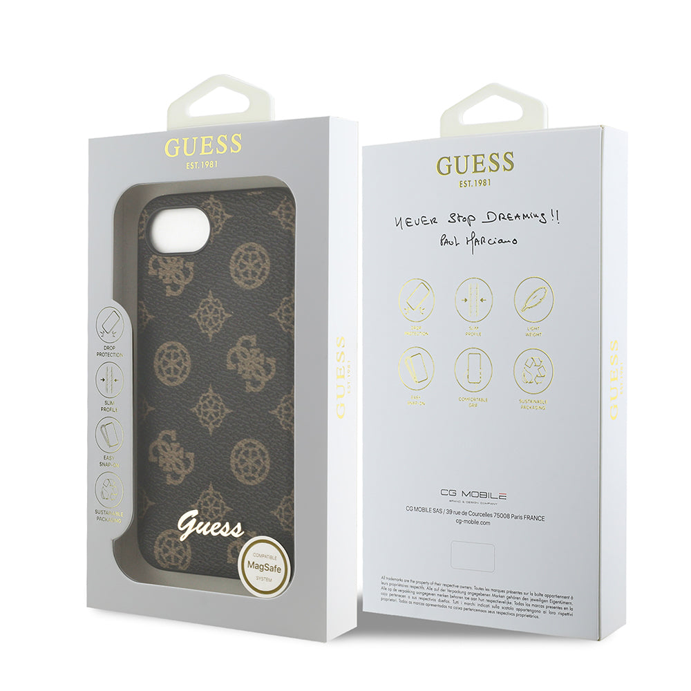 iPhone 16E Kılıf Guess Orijinal Lisanslı M-safe Şarj Özellikli Yazı Logolu Peony Kılıf