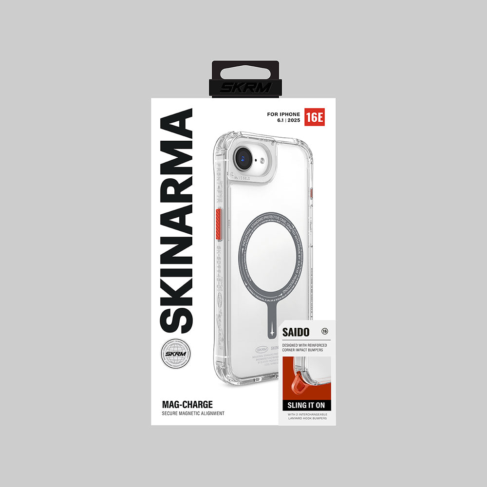 iPhone 16E Kılıf M-safe Şarj Özellikli Şeffaf Airbag Tasarımlı Skinarma Saido Kılıf