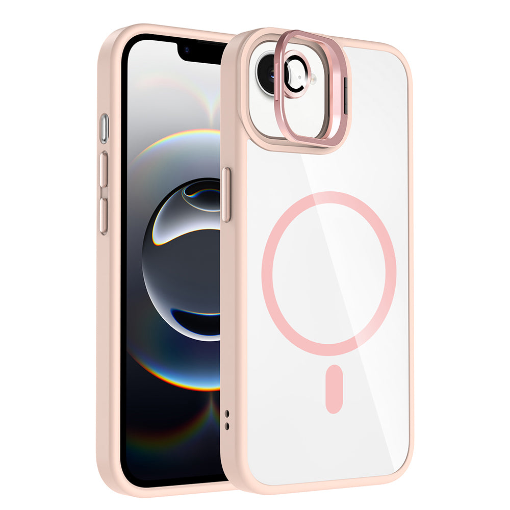 iPhone 16E Kılıf Standlı ve Kamera Lens Hediyeli M-Safe Şarj Özellikli Zore Etro Kılıf