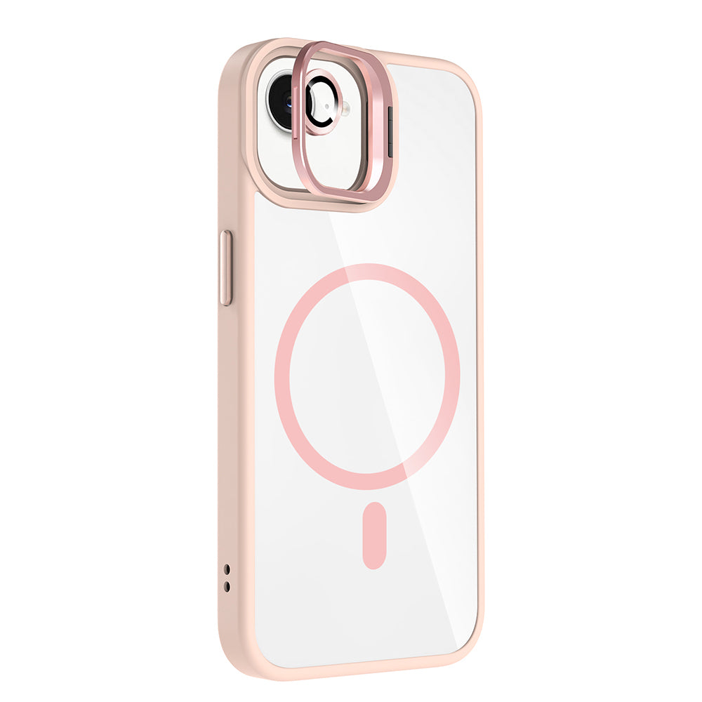 iPhone 16E Kılıf Standlı ve Kamera Lens Hediyeli M-Safe Şarj Özellikli Zore Etro Kılıf