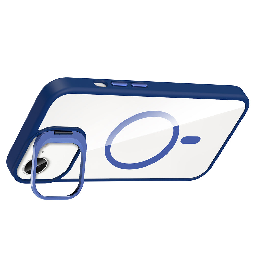 iPhone 16E Kılıf Standlı ve Kamera Lens Hediyeli M-Safe Şarj Özellikli Zore Etro Kılıf