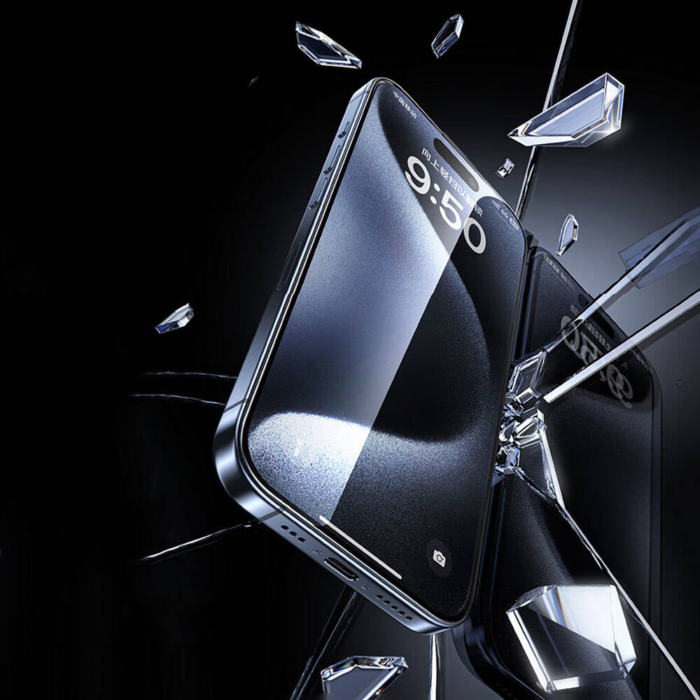 iPhone 16E Wiwu SQ-008 Oleofobik Easy Install Darbeye Karşı Dayanıklı Temperli Cam Ekran Koruyucu + Kolay Uygulama Aparatlı