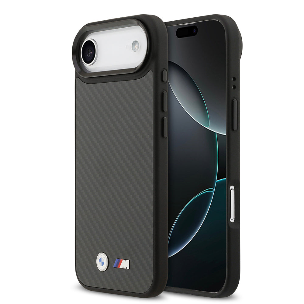iPhone 17 Air Kılıf BMW Orijinal Lisanslı M-safe Şarj Özellikli Karbon Fiber Metal Logolu Kılıf