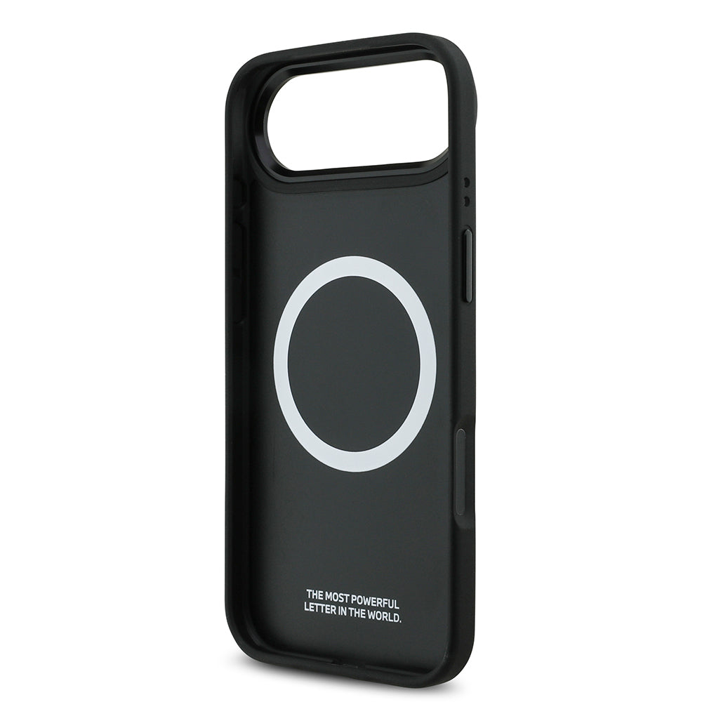 iPhone 17 Air Kılıf BMW Orijinal Lisanslı M-safe Şarj Özellikli M Logolu Üç Şeritli Delikli Deri Kılıf