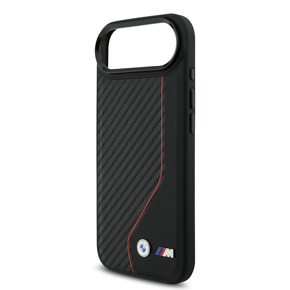 iPhone 17 Air Kılıf BMW Orijinal Lisanslı M-safe Şarj Özellikli Metal BMW ve M Logolu PU Karbon Tasarımlı Kılıf