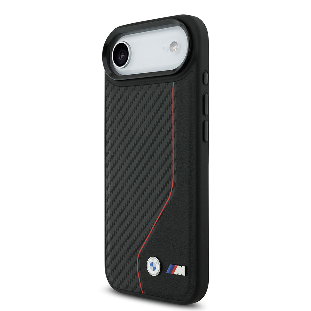 iPhone 17 Air Kılıf BMW Orijinal Lisanslı M-safe Şarj Özellikli Metal BMW ve M Logolu PU Karbon Tasarımlı Kılıf