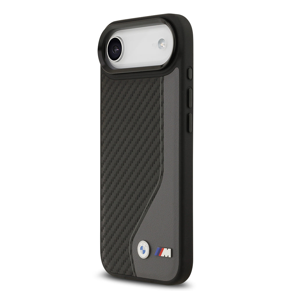 iPhone 17 Air Kılıf BMW Orijinal Lisanslı M-safe Şarj Özellikli Metal BMW ve M Logolu PU Karbon Tasarımlı Kılıf