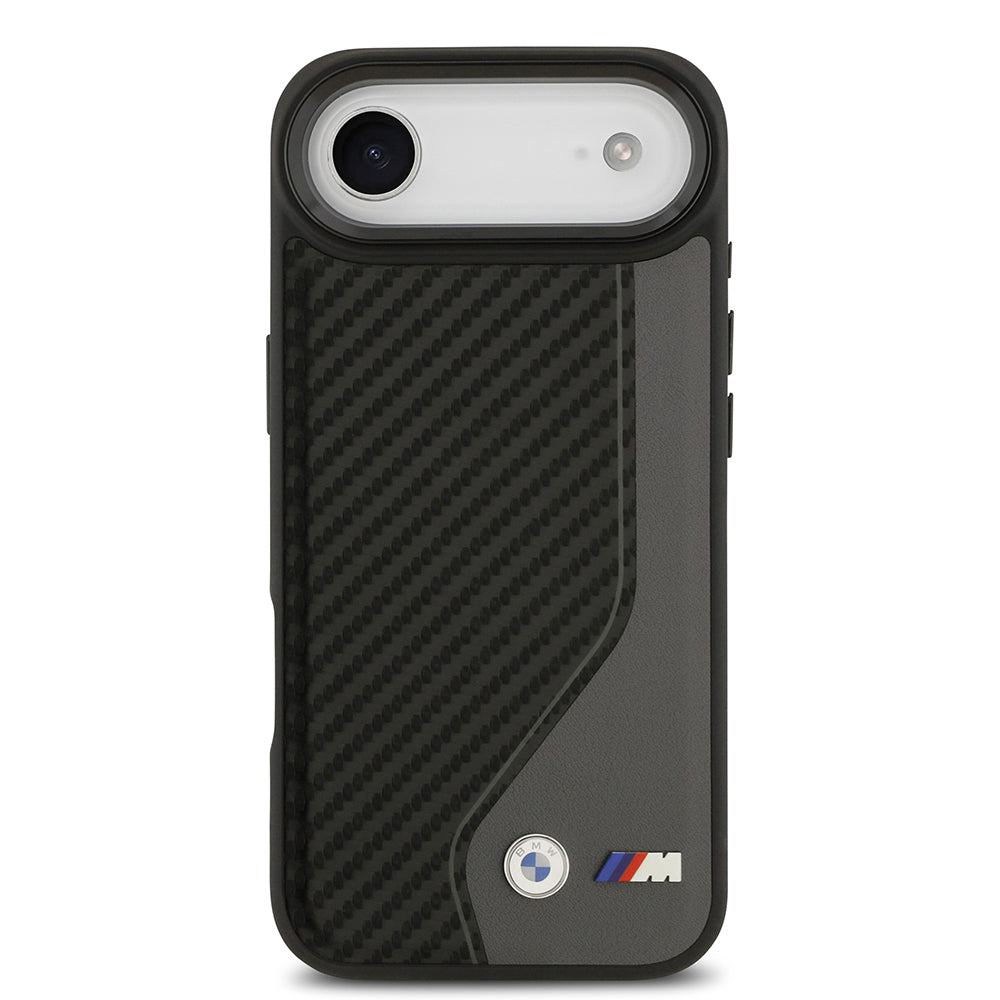 iPhone 17 Air Kılıf BMW Orijinal Lisanslı M-safe Şarj Özellikli Metal BMW ve M Logolu PU Karbon Tasarımlı Kılıf