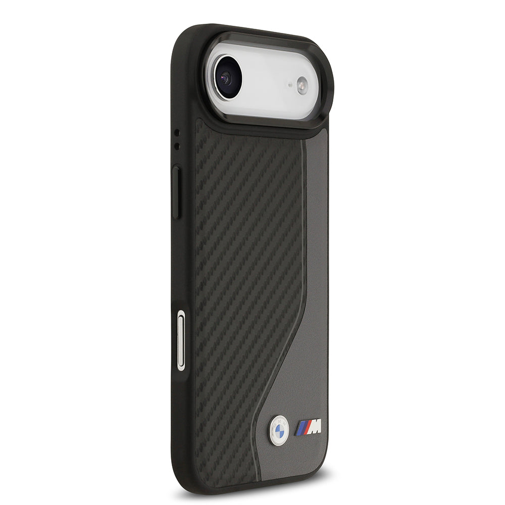 iPhone 17 Air Kılıf BMW Orijinal Lisanslı M-safe Şarj Özellikli Metal BMW ve M Logolu PU Karbon Tasarımlı Kılıf