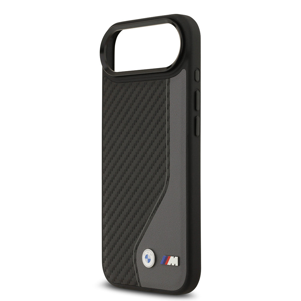 iPhone 17 Air Kılıf BMW Orijinal Lisanslı M-safe Şarj Özellikli Metal BMW ve M Logolu PU Karbon Tasarımlı Kılıf