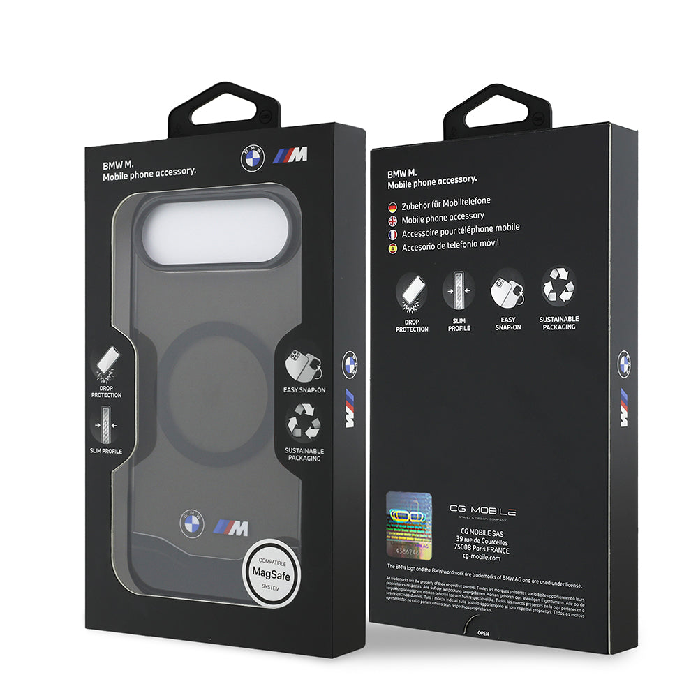 iPhone 17 Air Kılıf BMW Orijinal Lisanslı M-safe Şarj Özellikli Metal Buton Tasarımlı Tranparan M Dizayn Kılıf