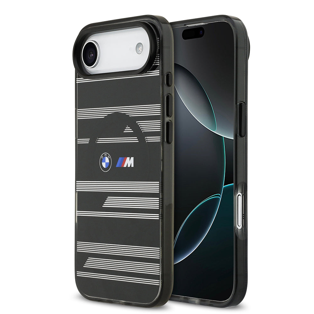 iPhone 17 Air Kılıf BMW Orijinal Lisanslı M-safe Şarj Özellikli Metal Kamera Butonlu Yatay Şeritli M Dizayn Kılıf
