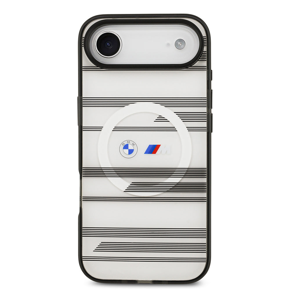 iPhone 17 Air Kılıf BMW Orijinal Lisanslı M-safe Şarj Özellikli Metal Kamera Butonlu Yatay Şeritli M Dizayn Kılıf