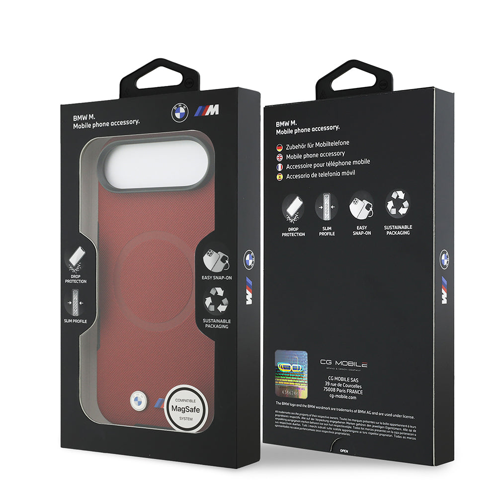 iPhone 17 Air Kılıf BMW Orijinal Lisanslı M-safe Şarj Özellikli Metal Logolu Delikli M Dizayn Deri Kılıf