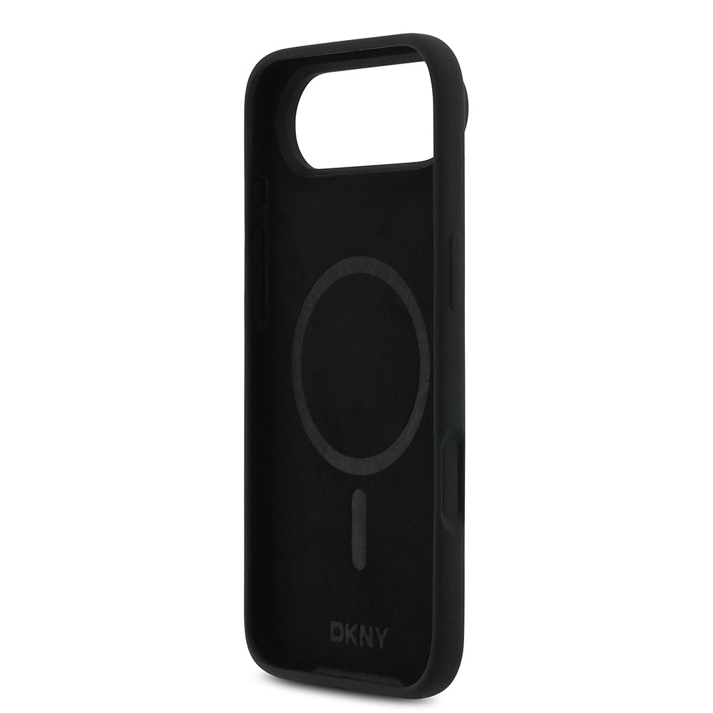 iPhone 17 Air Kılıf DKNY Orjinal Lisanslı M-safe Şarj Özellikli Metal Logolu Silikon Kılıf