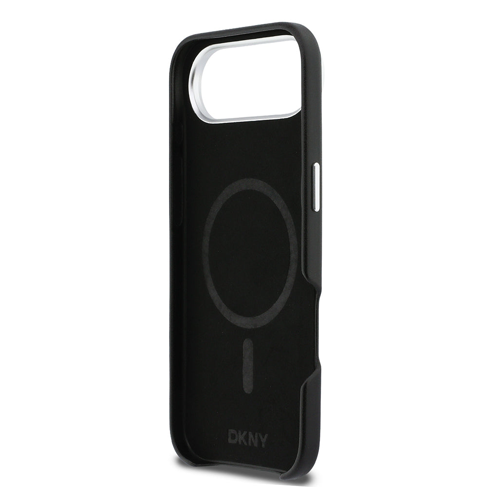 iPhone 17 Air Kılıf DKNY Orjinal Lisanslı M-safe Şarj Özellikli PU Büyük Dikey Logolu Kılıf