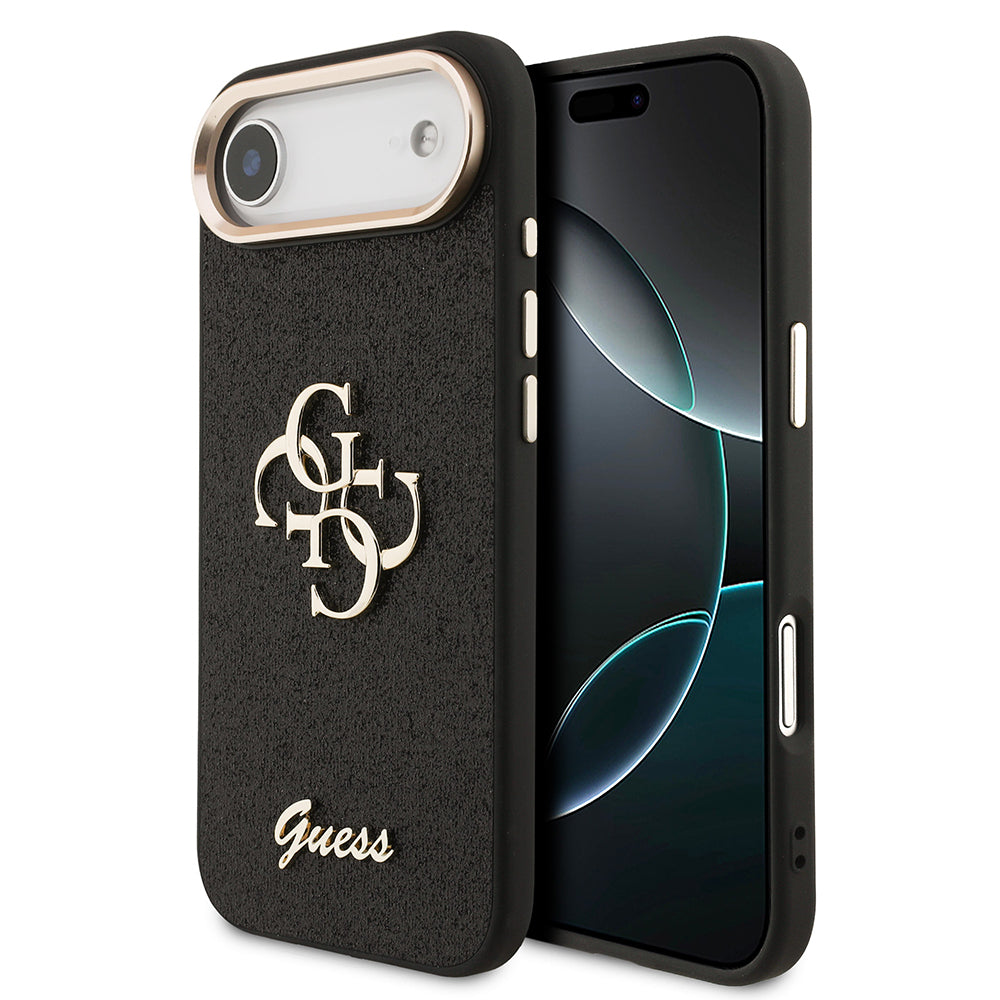 iPhone 17 Air Kılıf Guess Orijinal Lisanslı 4G Büyük Metal Kamera Çerçeveli ve Logolu Glitter Kılıf
